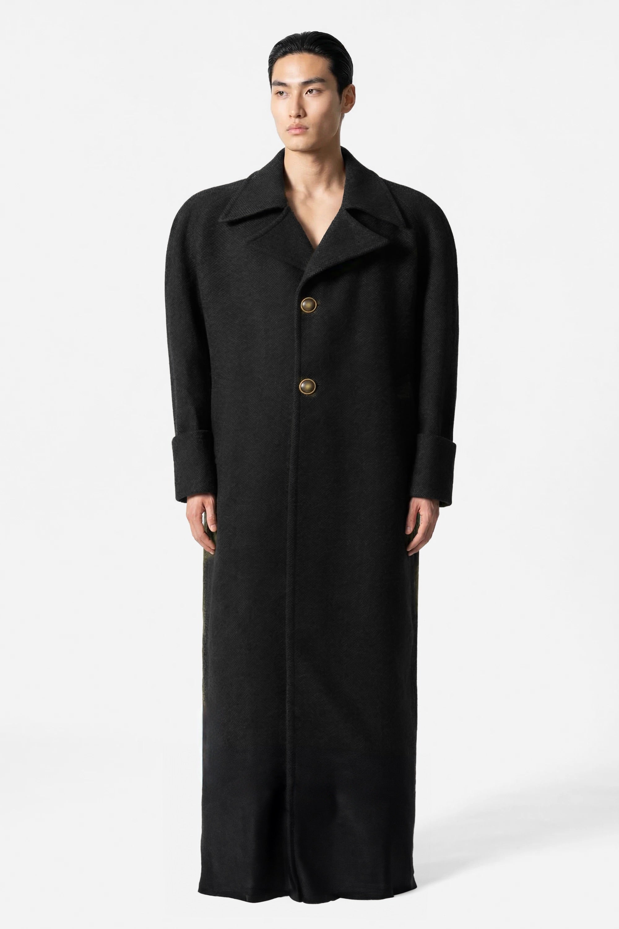Long jacket in herringbone wool
