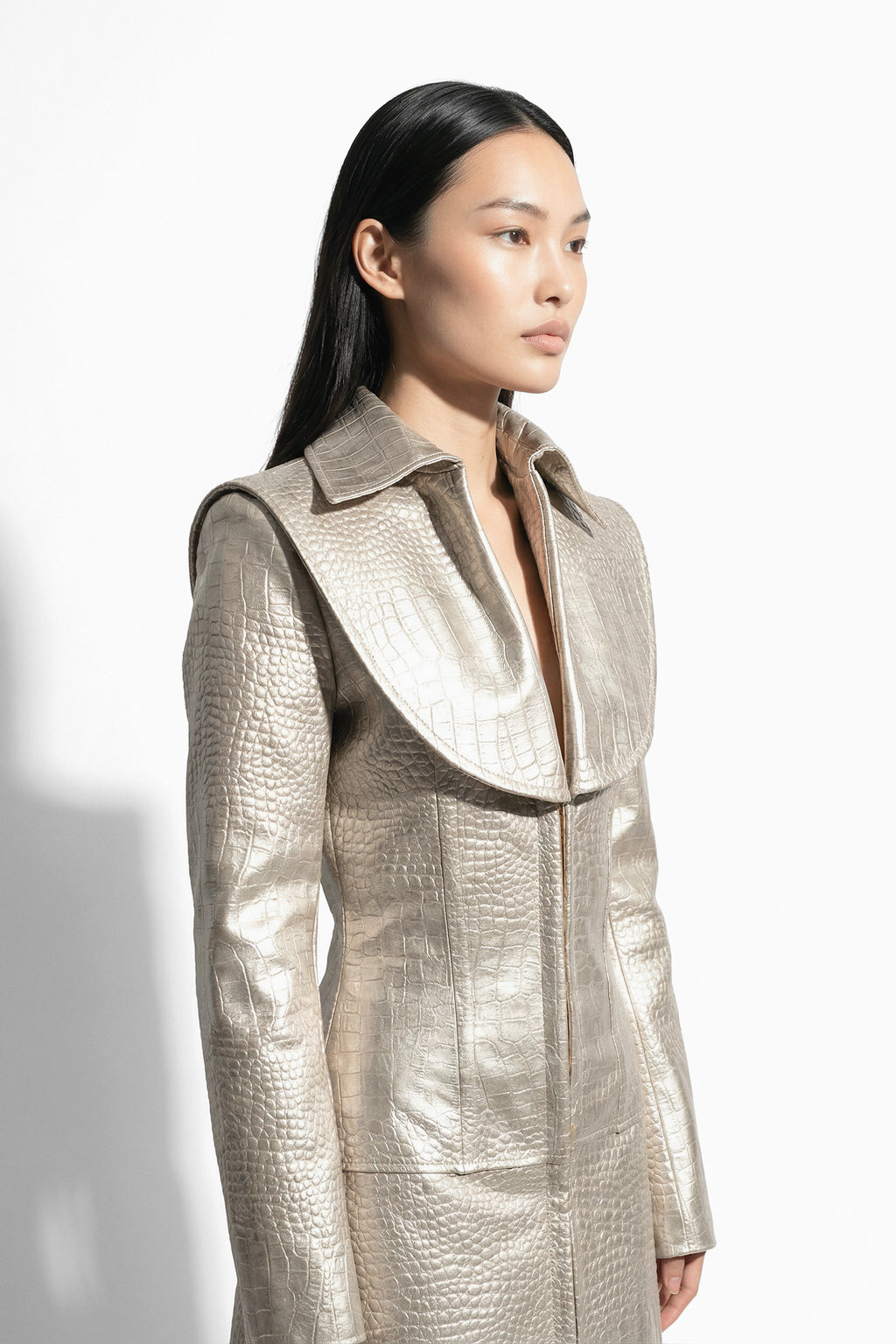 Structured Leather Coat
