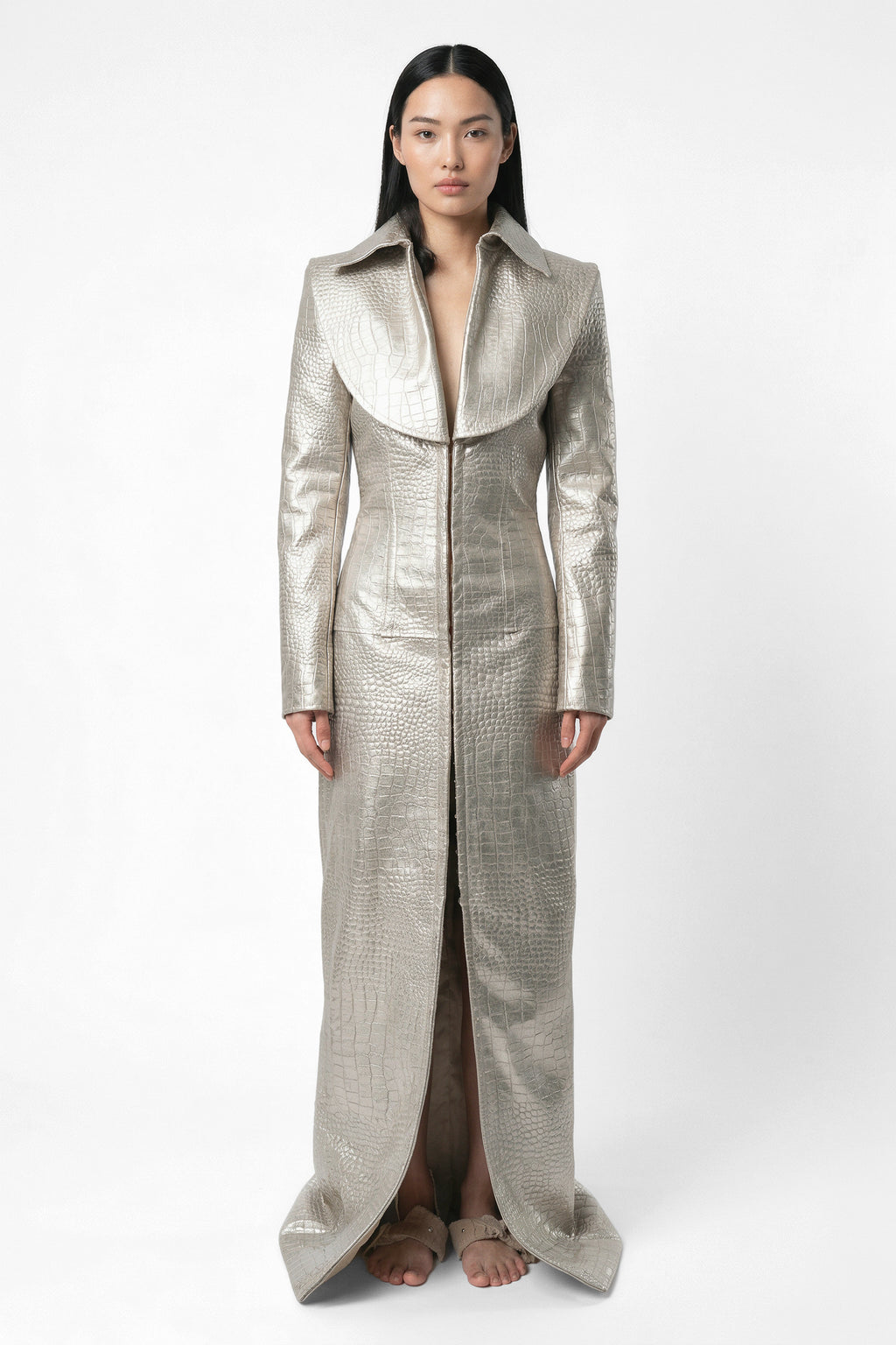Structured Leather Coat