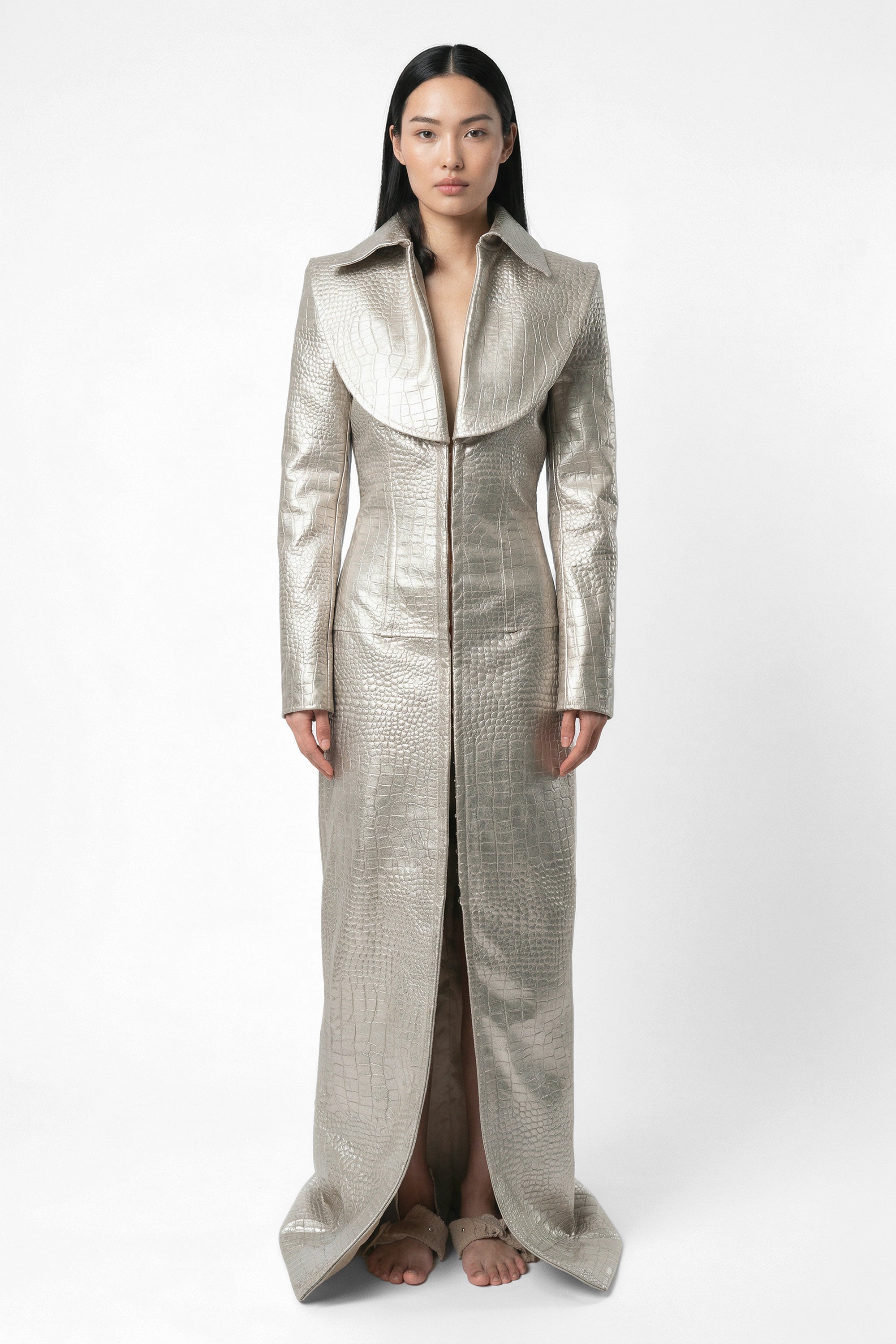 Structured Leather Coat