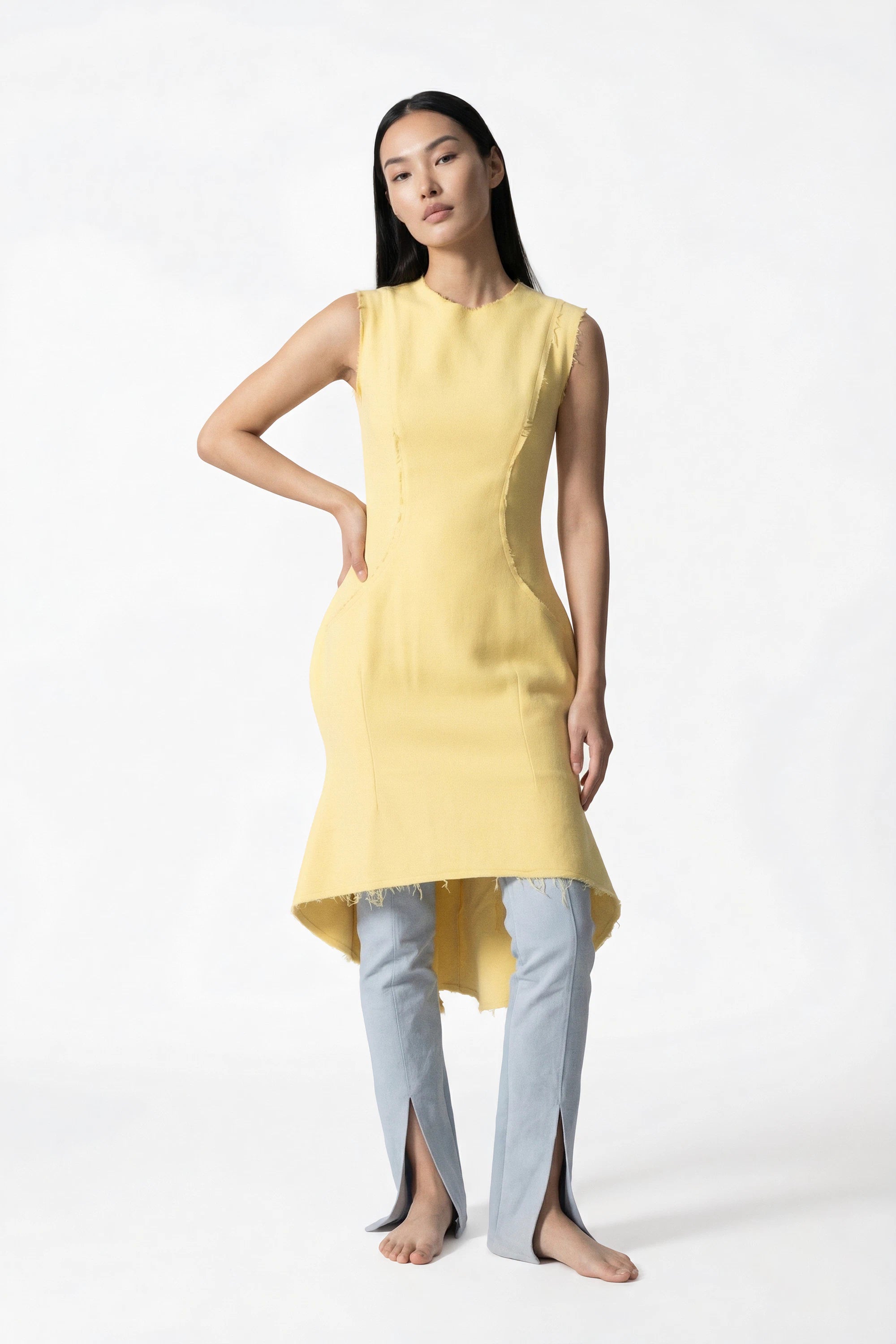 Butter Sculpt Dress & Dove Split Pant Set