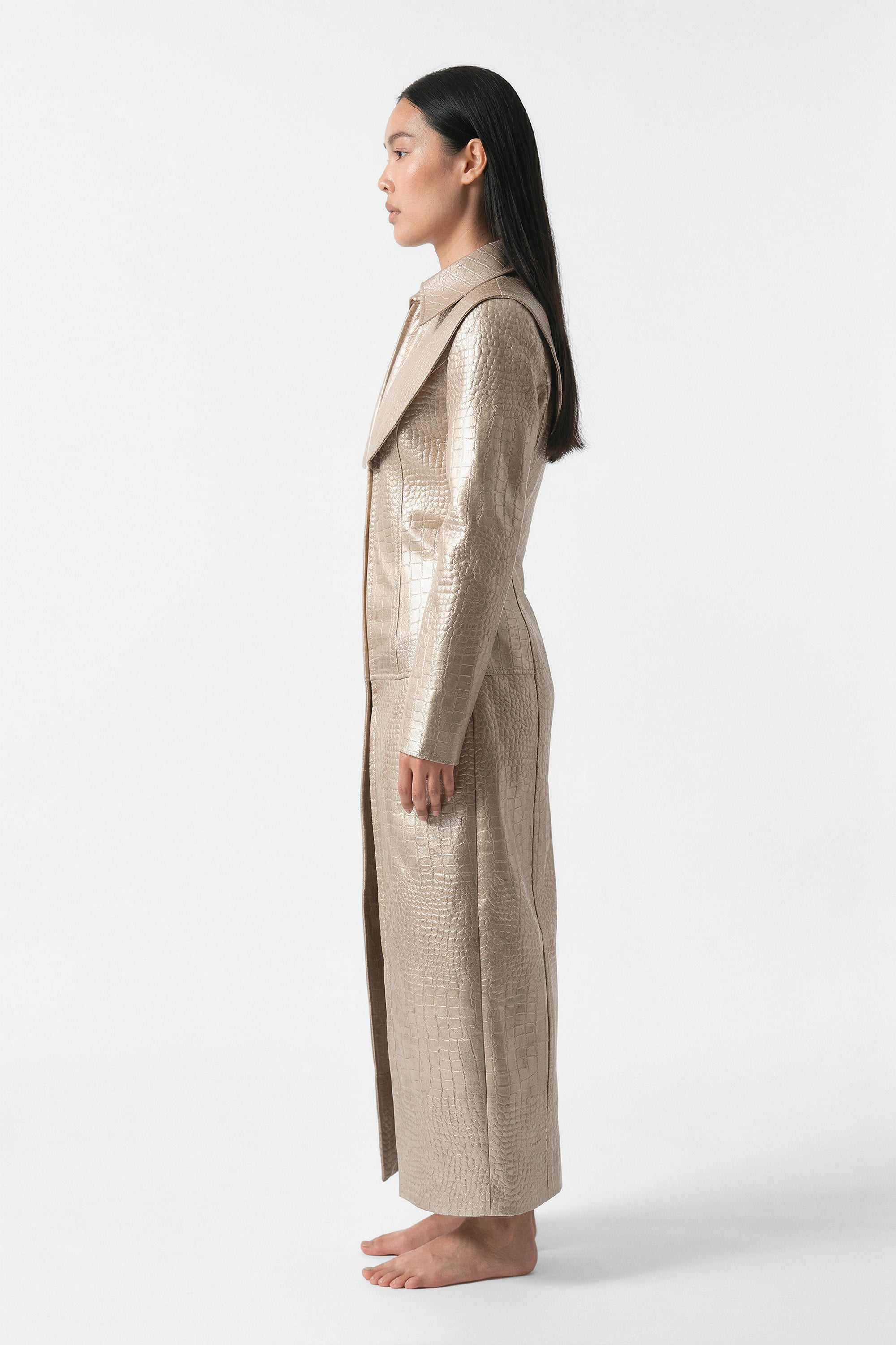 Structured Leather Coat